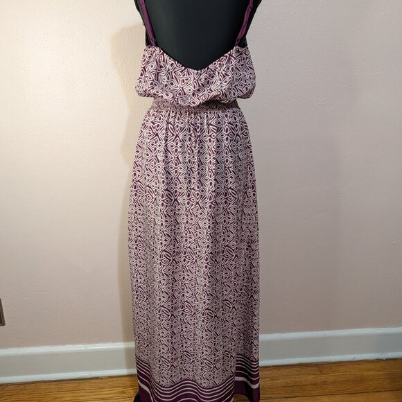 Vintage Style Boho Purple Geometric Print Long Maxi Dress Festival Summer Medium - Picture 7 of 12